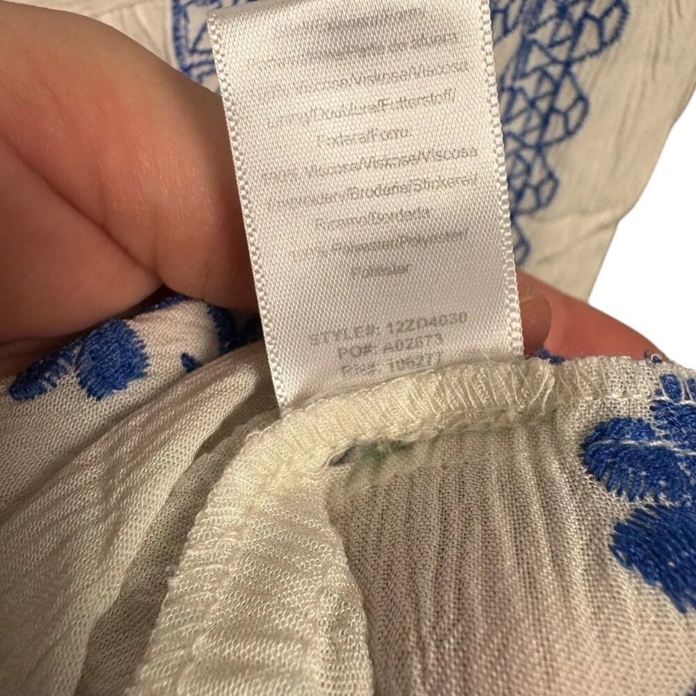 NWT‎ Hale Bob Blue Embroidered Gauze  Floral Boho Elastic Waist Maxi Skirt XL - Picture 8 of 12